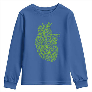 Lucky Shamrocks Heart Youth Sweatshirt Anatomical Anatomy St Patrick's Day TS02 Royal Blue Print Your Wear