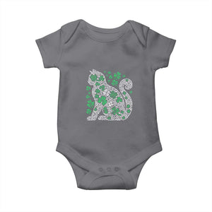 Irish Shamrock Cat Graphic Baby Onesie Saint Patrick Day for Cat Lovers TS02 Charcoal Print Your Wear