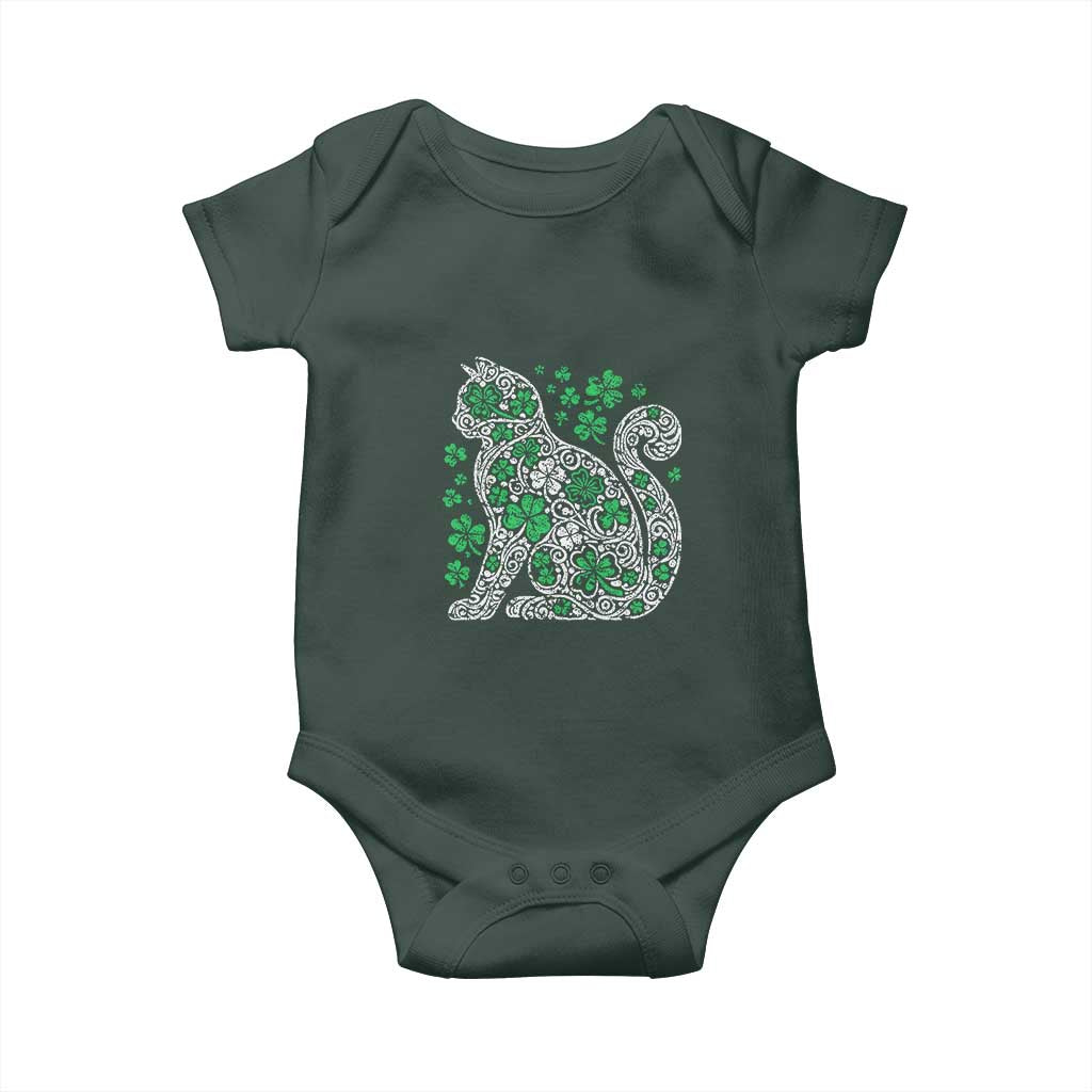 Irish Shamrock Cat Graphic Baby Onesie Saint Patrick Day for Cat Lovers TS02 Print Your Wear