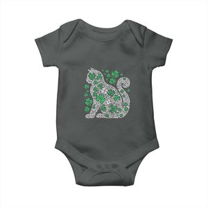 Irish Shamrock Cat Graphic Baby Onesie Saint Patrick Day for Cat Lovers TS02 Dark Heather Print Your Wear
