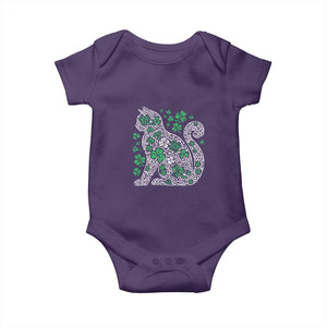 Irish Shamrock Cat Graphic Baby Onesie Saint Patrick Day for Cat Lovers TS02 Purple Print Your Wear