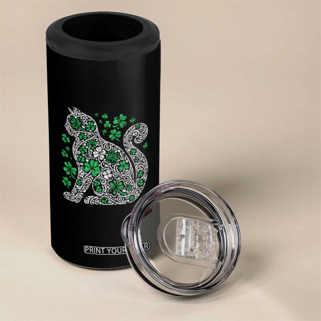 Irish Shamrock Cat Graphic 4 in 1 Can Cooler Tumbler Saint Patrick Day for Cat Lovers TS02 Print Your Wear