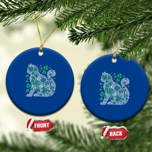 Irish Shamrock Cat Graphic Ceramic Ornament Saint Patrick Day for Cat Lovers TS02 1pc Blue Print Your Wear
