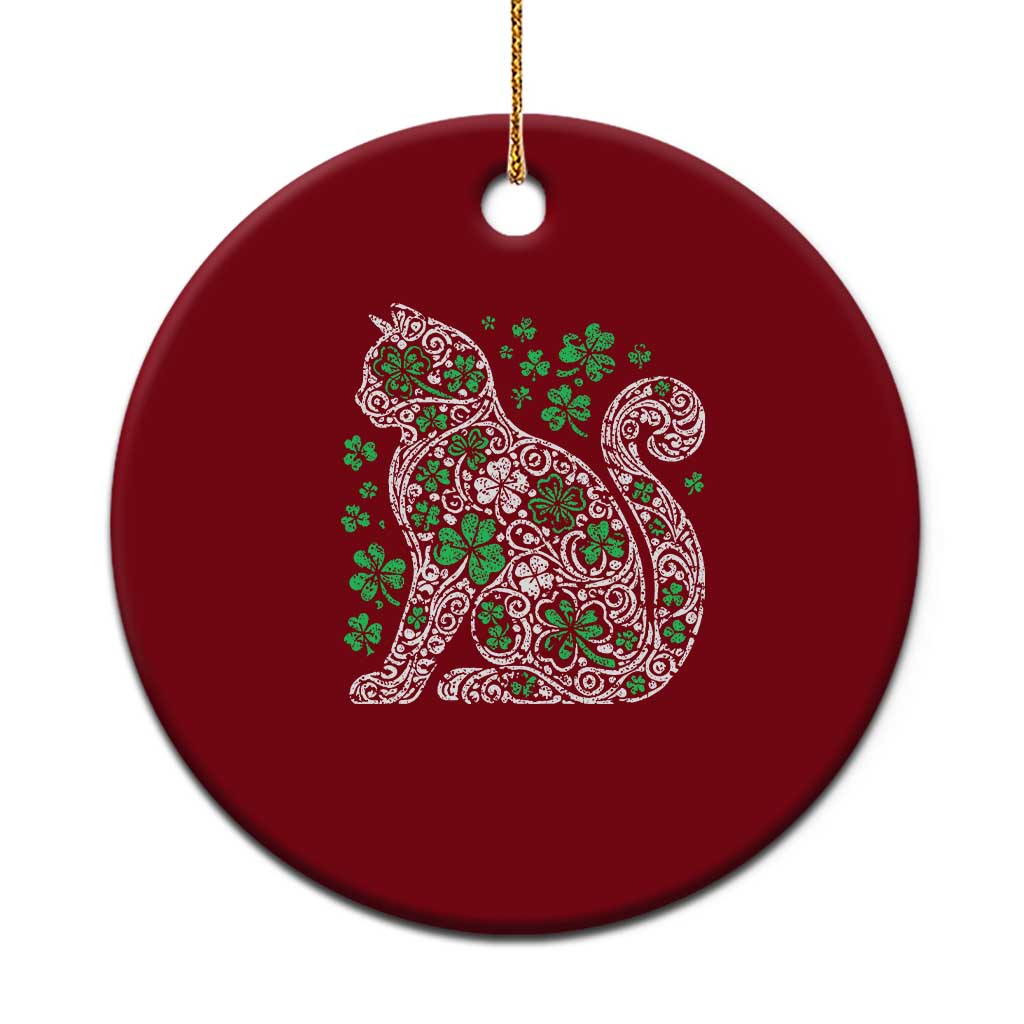 Irish Shamrock Cat Graphic Ceramic Ornament Saint Patrick Day for Cat Lovers TS02 1pc Red Print Your Wear