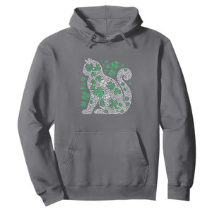 Irish Shamrock Cat Graphic Hoodie Saint Patrick Day for Cat Lovers TS02 Charcoal Print Your Wear