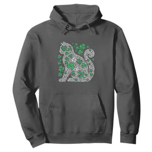 Irish Shamrock Cat Graphic Hoodie Saint Patrick Day for Cat Lovers TS02 Dark Heather Print Your Wear