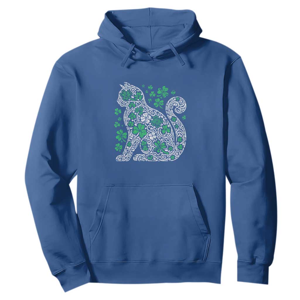 Irish Shamrock Cat Graphic Hoodie Saint Patrick Day for Cat Lovers TS02 Royal Blue Print Your Wear