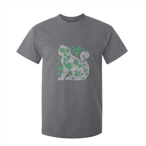 Irish Shamrock Cat Graphic T Shirt For Kid Saint Patrick Day for Cat Lovers TS02 Charcoal Print Your Wear