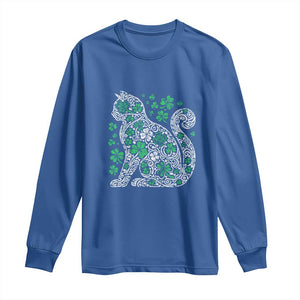 Irish Shamrock Cat Graphic Long Sleeve Shirt Saint Patrick Day for Cat Lovers TS02 Royal Blue Print Your Wear