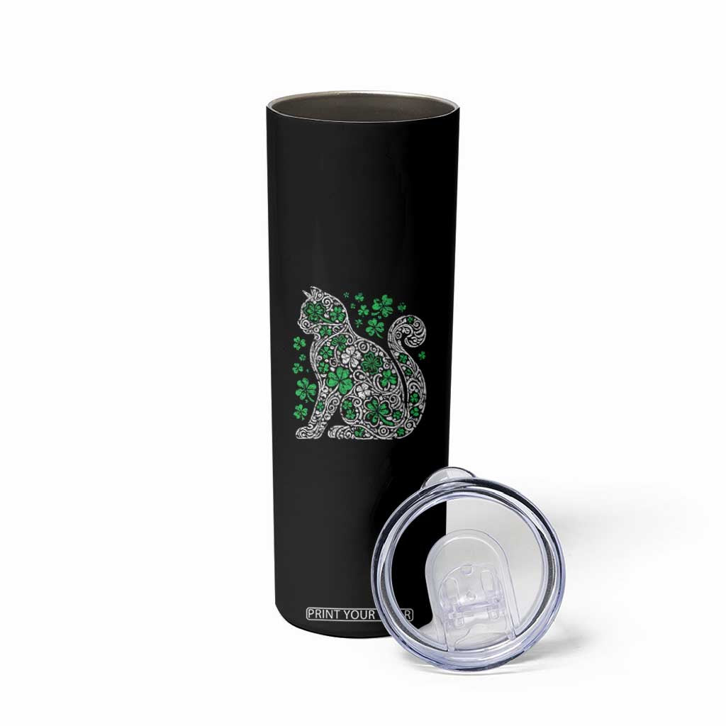 Irish Shamrock Cat Graphic Skinny Tumbler Saint Patrick Day for Cat Lovers TS02 Print Your Wear
