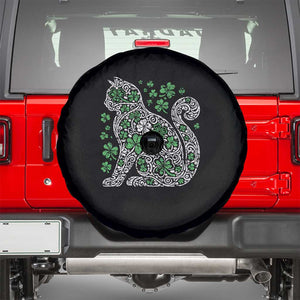 Irish Shamrock Cat Graphic Spare Tire Cover Saint Patrick Day for Cat Lovers TS02 Black Print Your Wear
