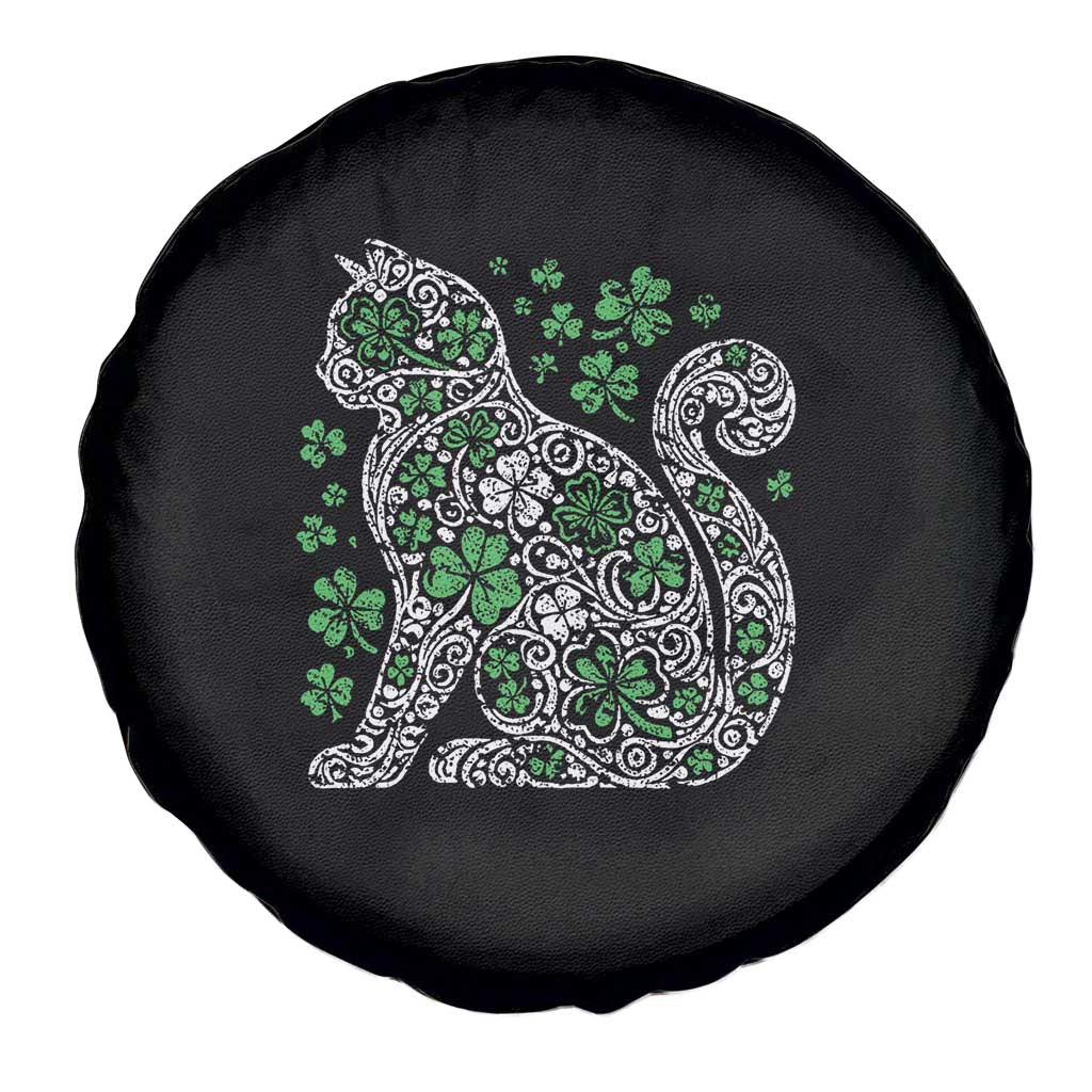 Irish Shamrock Cat Graphic Spare Tire Cover Saint Patrick Day for Cat Lovers TS02 Print Your Wear