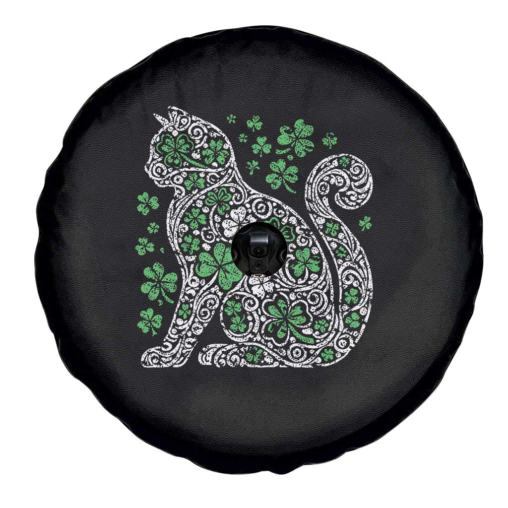 Irish Shamrock Cat Graphic Spare Tire Cover Saint Patrick Day for Cat Lovers TS02 Print Your Wear