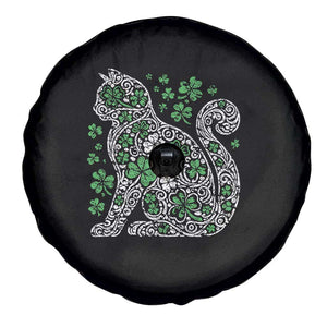 Irish Shamrock Cat Graphic Spare Tire Cover Saint Patrick Day for Cat Lovers TS02 Print Your Wear