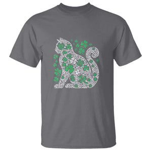 Irish Shamrock Cat Graphic T Shirt Saint Patrick Day for Cat Lovers TS02 Charcoal Print Your Wear