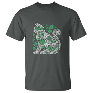 Irish Shamrock Cat Graphic T Shirt Saint Patrick Day for Cat Lovers TS02 Dark Heather Print Your Wear