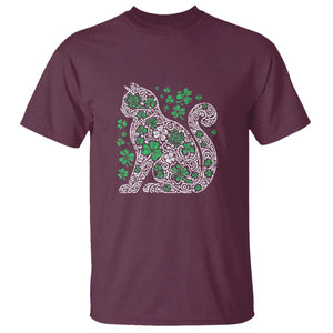 Irish Shamrock Cat Graphic T Shirt Saint Patrick Day for Cat Lovers TS02 Maroon Print Your Wear