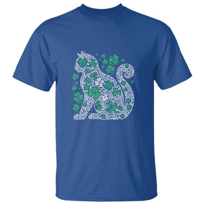 Irish Shamrock Cat Graphic T Shirt Saint Patrick Day for Cat Lovers TS02 Royal Blue Print Your Wear