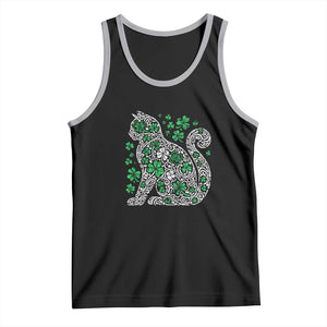 Irish Shamrock Cat Graphic Tank Top Saint Patrick Day for Cat Lovers TS02 Black Athletic Heather Print Your Wear