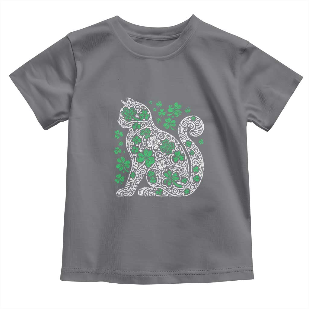 Irish Shamrock Cat Graphic Toddler T Shirt Saint Patrick Day for Cat Lovers TS02 Charcoal Print Your Wear