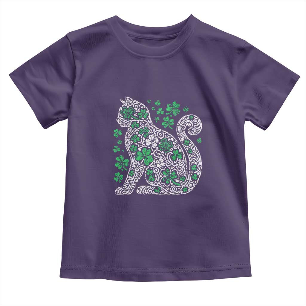 Irish Shamrock Cat Graphic Toddler T Shirt Saint Patrick Day for Cat Lovers TS02 Purple Print Your Wear