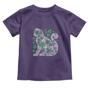 Irish Shamrock Cat Graphic Toddler T Shirt Saint Patrick Day for Cat Lovers TS02 Purple Print Your Wear
