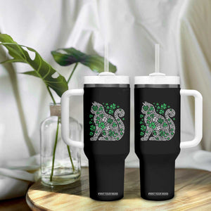 Irish Shamrock Cat Graphic Tumbler With Handle Saint Patrick Day for Cat Lovers TS02 Print Your Wear