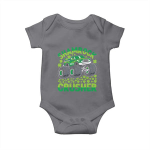Funny Shamrock Crusher Monster Truck Baby Onesie Happy St Patricks Day Boys TS02 Charcoal Print Your Wear