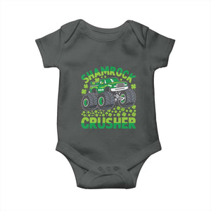 Funny Shamrock Crusher Monster Truck Baby Onesie Happy St Patricks Day Boys TS02 Dark Heather Print Your Wear