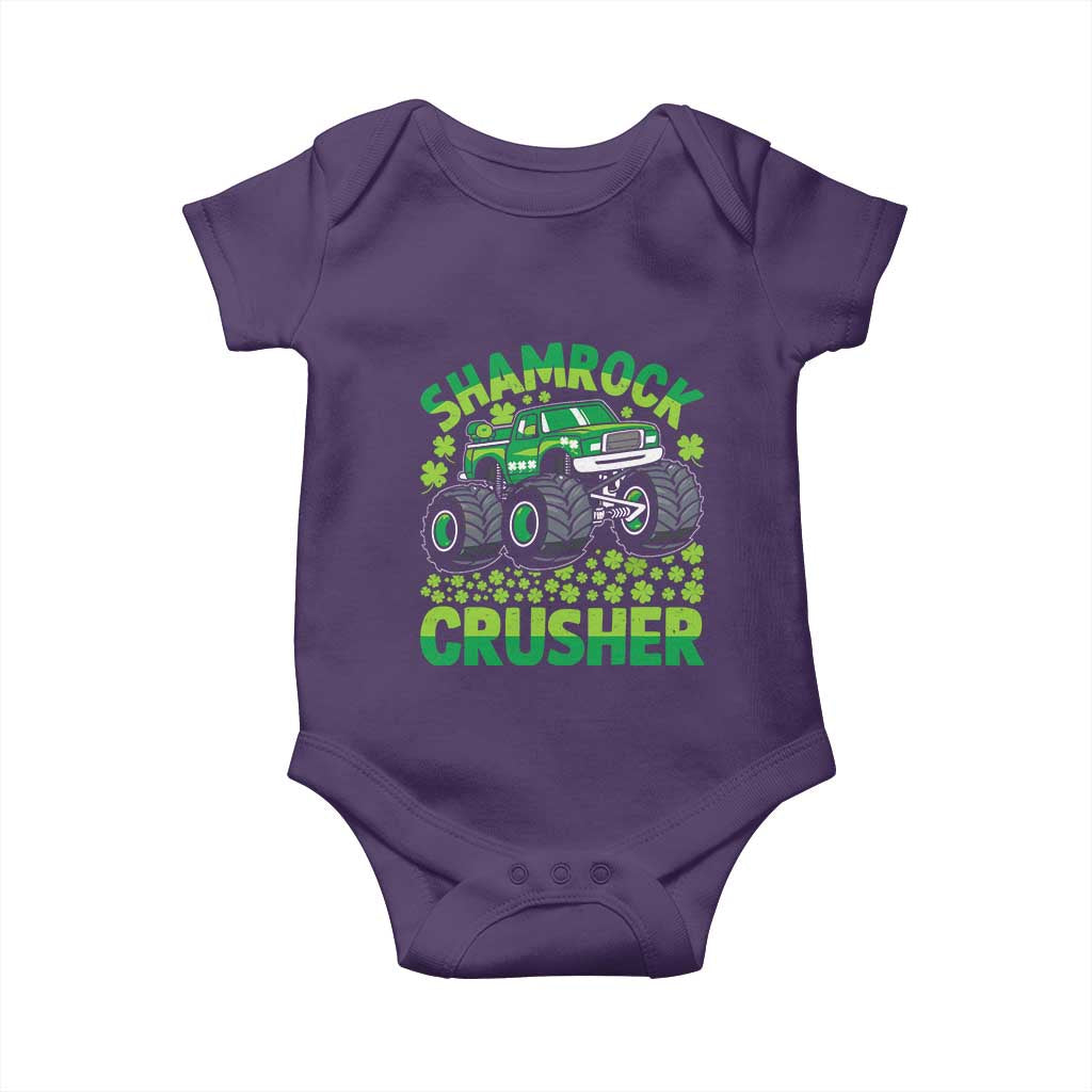 Funny Shamrock Crusher Monster Truck Baby Onesie Happy St Patricks Day Boys TS02 Purple Print Your Wear