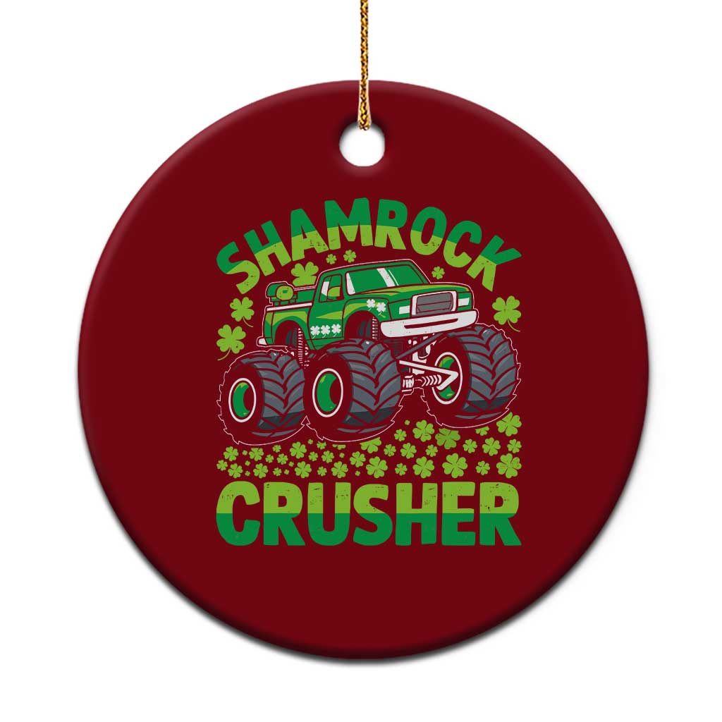 Funny Shamrock Crusher Monster Truck Ceramic Ornament Happy St Patricks Day Boys TS02 1pc Red Print Your Wear
