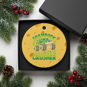 Funny Shamrock Crusher Monster Truck Ceramic Ornament Happy St Patricks Day Boys TS02 1pc Yellow Cheese Print Your Wear