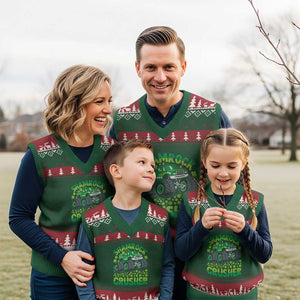 Funny Shamrock Crusher Monster Truck V-Neck Knit Sweater Vest Happy St Patricks Day Boys TS02 Red Green Print Your Wear