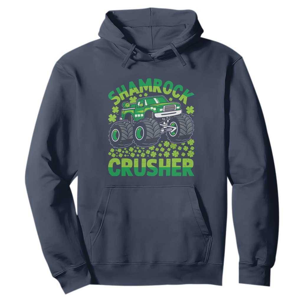 Funny Shamrock Crusher Monster Truck Hoodie Happy St Patricks Day Boys TS02 Navy Print Your Wear