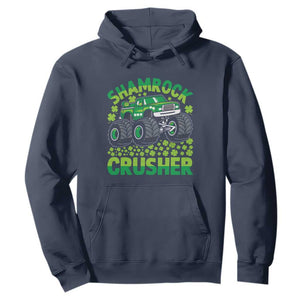 Funny Shamrock Crusher Monster Truck Hoodie Happy St Patricks Day Boys TS02 Navy Print Your Wear