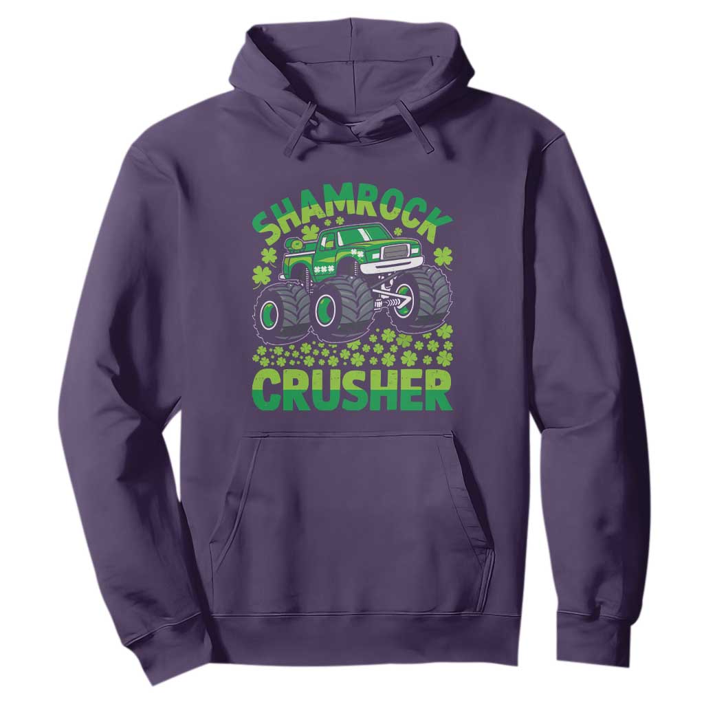Funny Shamrock Crusher Monster Truck Hoodie Happy St Patricks Day Boys TS02 Purple Print Your Wear