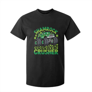 Funny Shamrock Crusher Monster Truck T Shirt For Kid Happy St Patricks Day Boys TS02 Black Print Your Wear