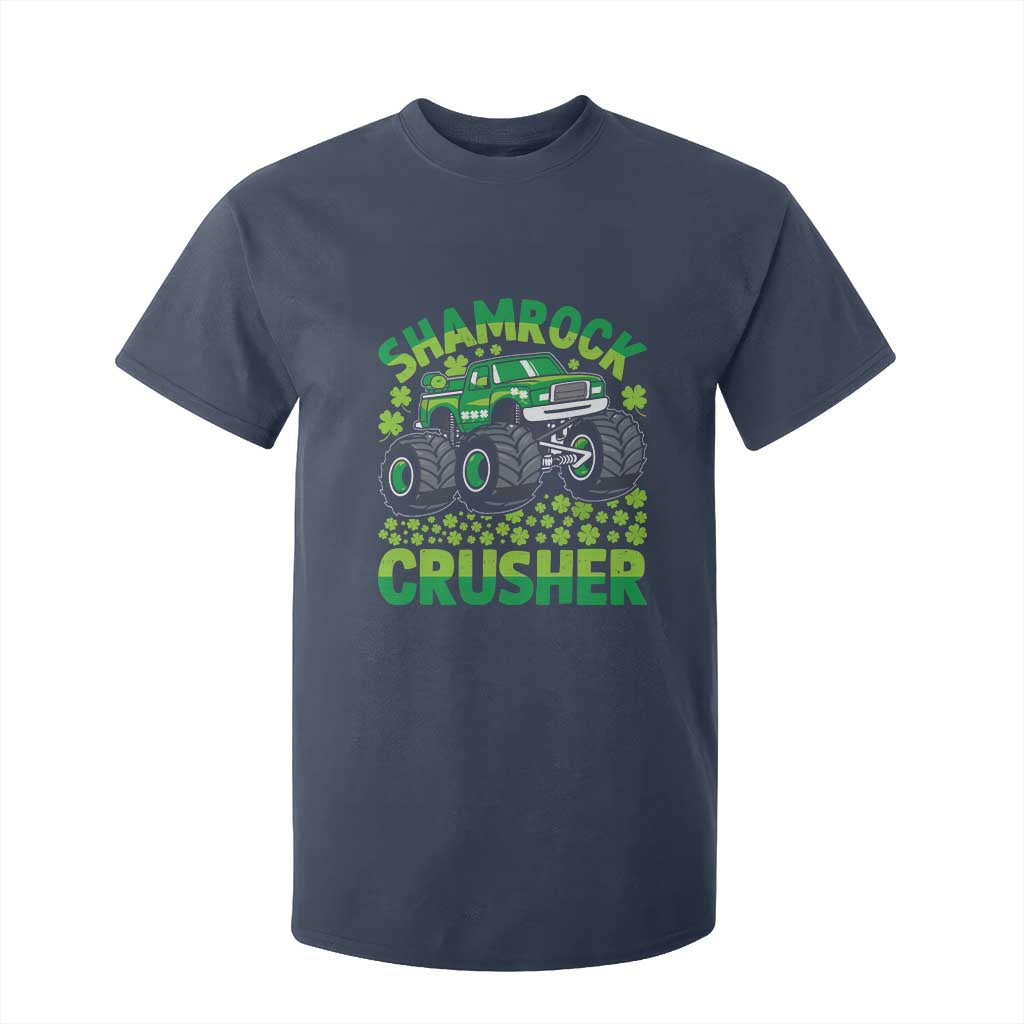 Funny Shamrock Crusher Monster Truck T Shirt For Kid Happy St Patricks Day Boys TS02 Navy Print Your Wear