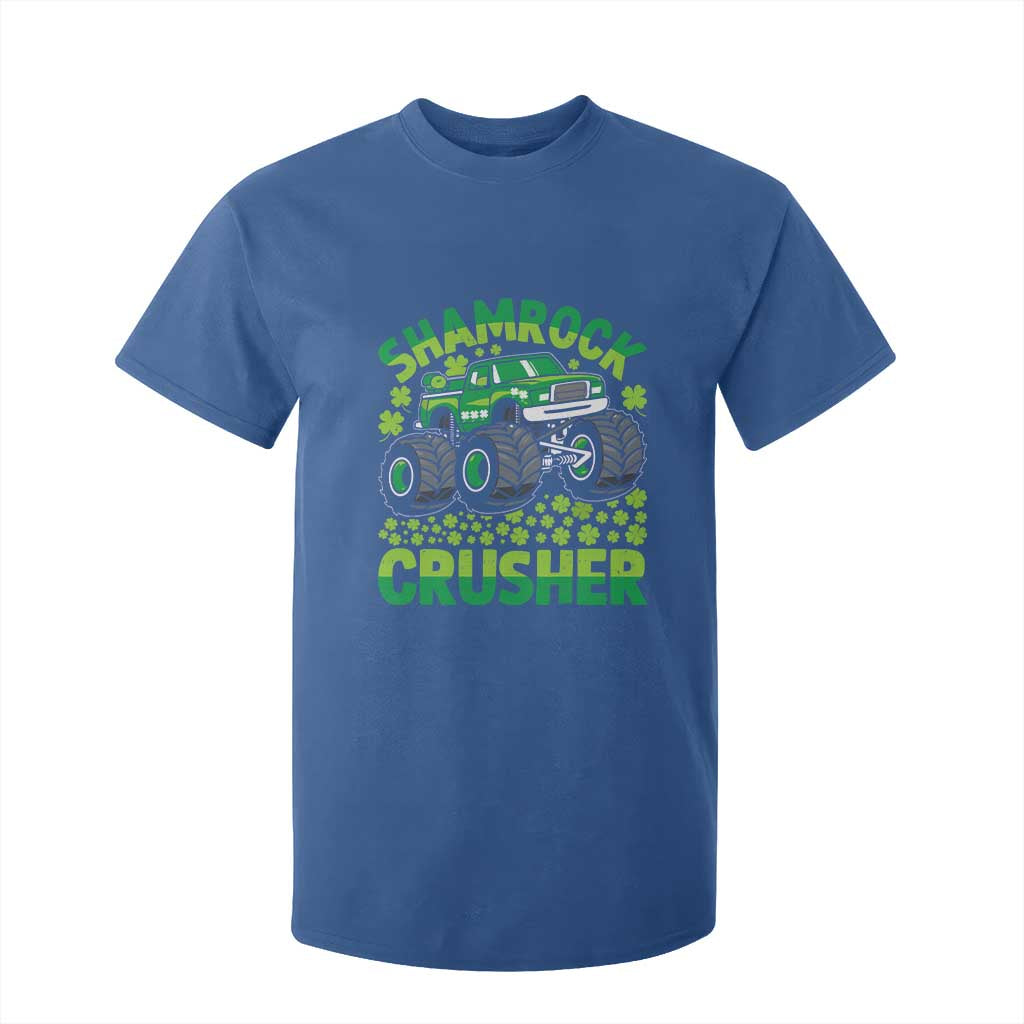 Funny Shamrock Crusher Monster Truck T Shirt For Kid Happy St Patricks Day Boys TS02 Royal Blue Print Your Wear