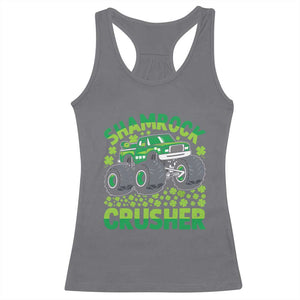 Funny Shamrock Crusher Monster Truck Racerback Tank Top Happy St Patricks Day Boys TS02 Charcoal Print Your Wear