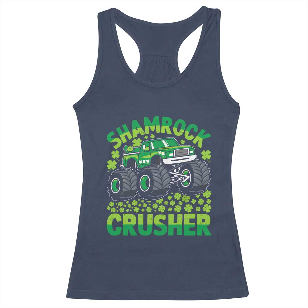 Funny Shamrock Crusher Monster Truck Racerback Tank Top Happy St Patricks Day Boys TS02 Navy Print Your Wear
