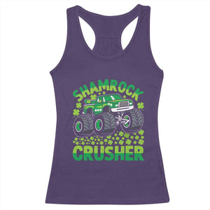 Funny Shamrock Crusher Monster Truck Racerback Tank Top Happy St Patricks Day Boys TS02 Purple Print Your Wear