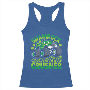 Funny Shamrock Crusher Monster Truck Racerback Tank Top Happy St Patricks Day Boys TS02 Royal Blue Print Your Wear