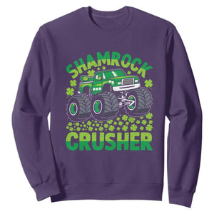 Funny Shamrock Crusher Monster Truck Sweatshirt Happy St Patricks Day Boys TS02 Purple Print Your Wear