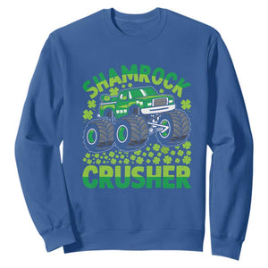 Funny Shamrock Crusher Monster Truck Sweatshirt Happy St Patricks Day Boys TS02 Royal Blue Print Your Wear