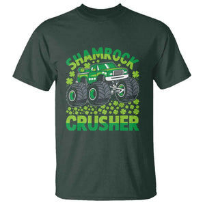 Funny Shamrock Crusher Monster Truck T Shirt Happy St Patricks Day Boys TS02 Dark Forest Green Print Your Wear