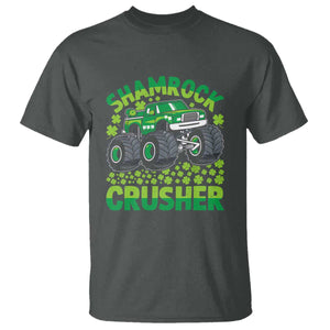 Funny Shamrock Crusher Monster Truck T Shirt Happy St Patricks Day Boys TS02 Dark Heather Print Your Wear