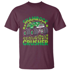 Funny Shamrock Crusher Monster Truck T Shirt Happy St Patricks Day Boys TS02 Maroon Print Your Wear