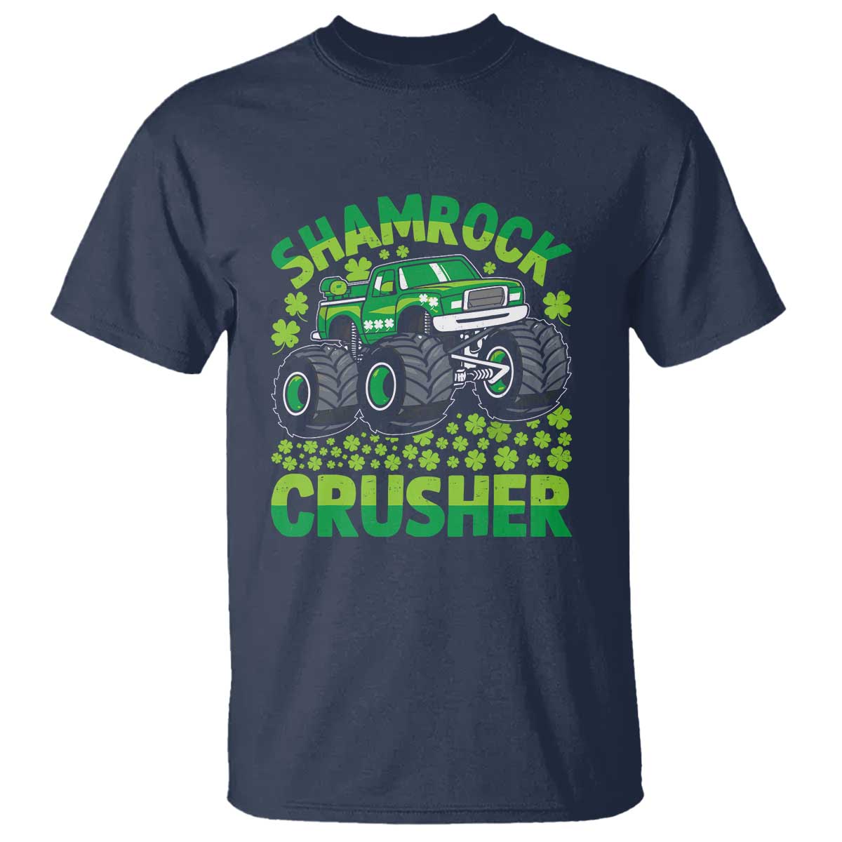 Funny Shamrock Crusher Monster Truck T Shirt Happy St Patricks Day Boys TS02 Navy Print Your Wear
