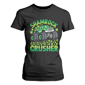 Funny Shamrock Crusher Monster Truck T Shirt For Women Happy St Patricks Day Boys TS02 Black Print Your Wear